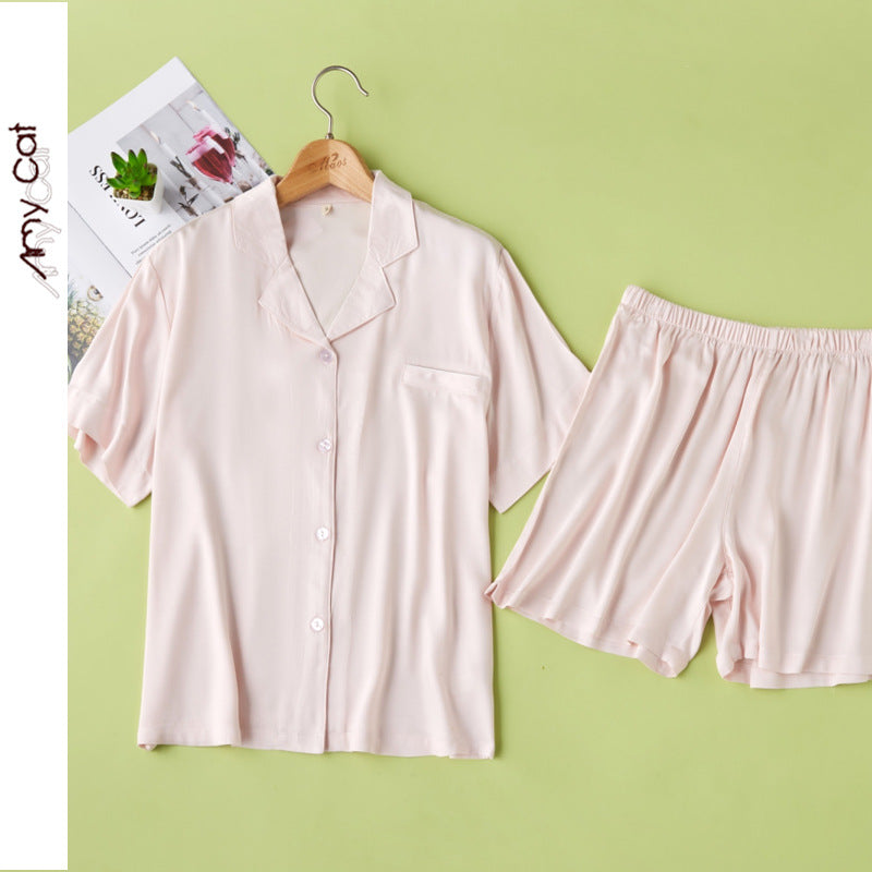 Dame Satin pyjamasæt med elegant krave og komfortabel pasform Stilla