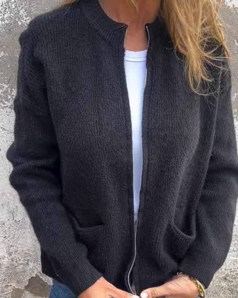 Stilla | Cardigan med lynlås og lommer