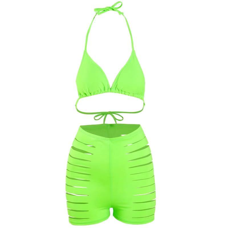 Dame bikini sæt med sexy cut-out og højt skårne shorts Skovae