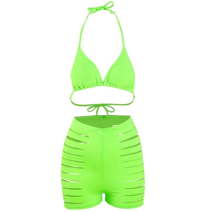 Dame bikini sæt med sexy cut-out og højt skårne shorts Skovae