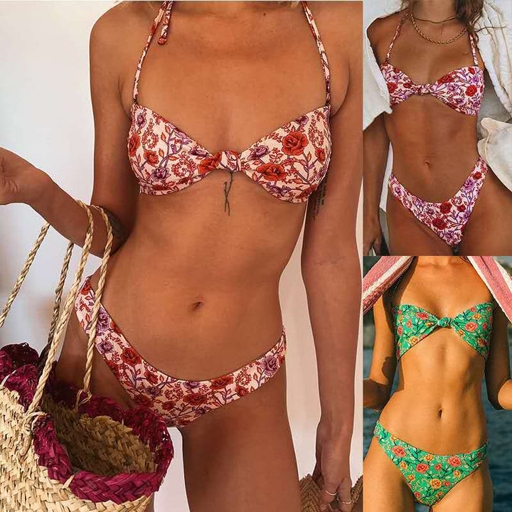 Dame bikinier med blomster mønster Skovae