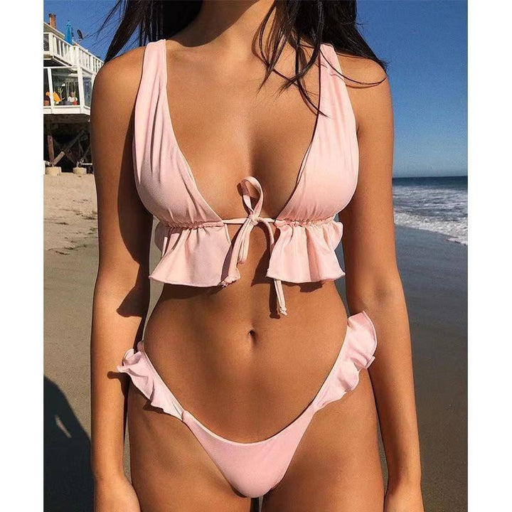 Dame Volant-Bikini-Sæt med dyb udskæring Skovae