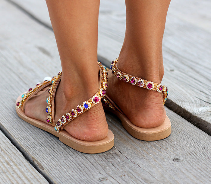 Dame Elegante Tå-sandaler med glitrende strass-applikationer Stilla