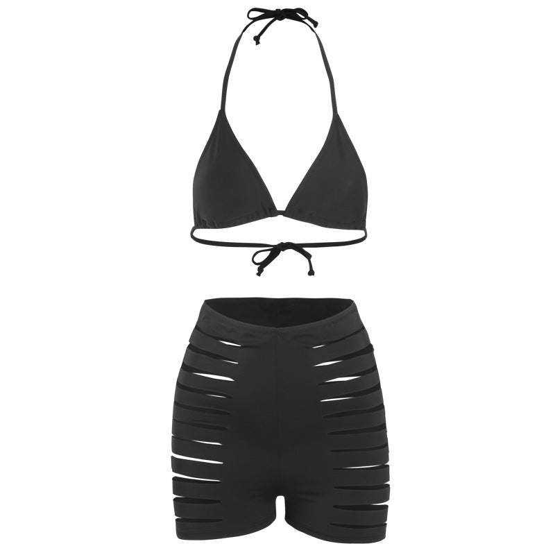 Dame bikini sæt med sexy cut-out og højt skårne shorts Skovae