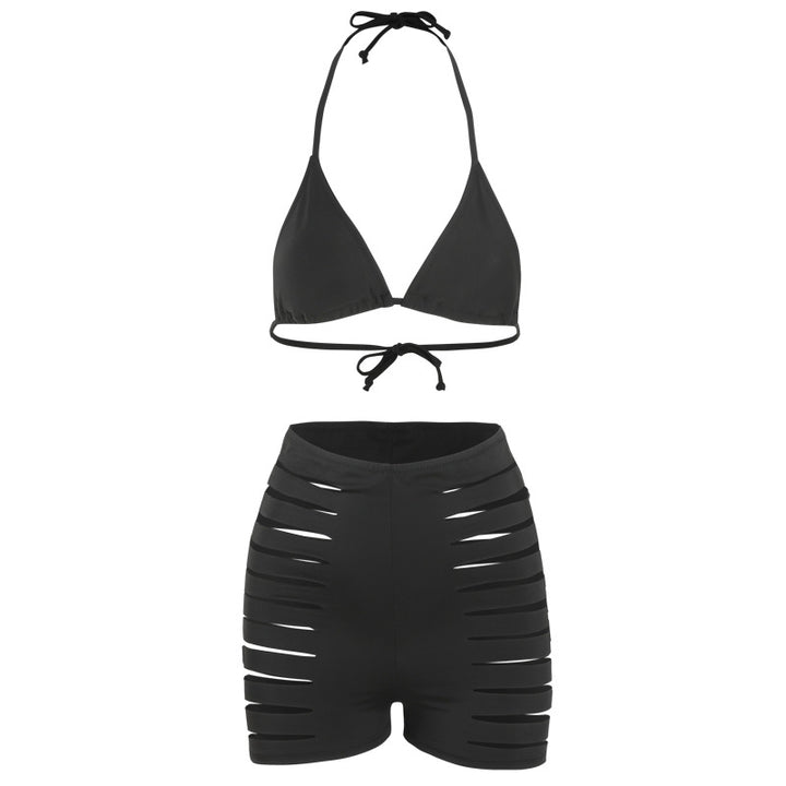 Dame bikini sæt med sexy cut-out og højt skårne shorts Skovae