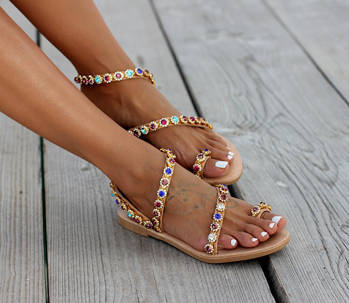 Dame Elegante Tå-sandaler med glitrende strass-applikationer Stilla