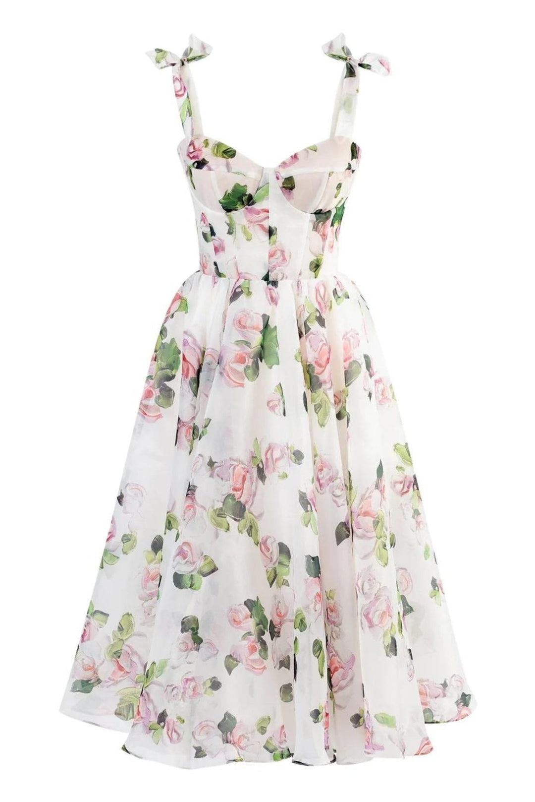 Stilla | Blomster Midi Bustierkjole