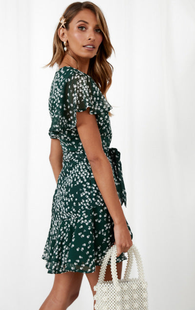 Kvinders Wrap Jumpsuit med Flæse Detaljer og Elegant Talje Stilla