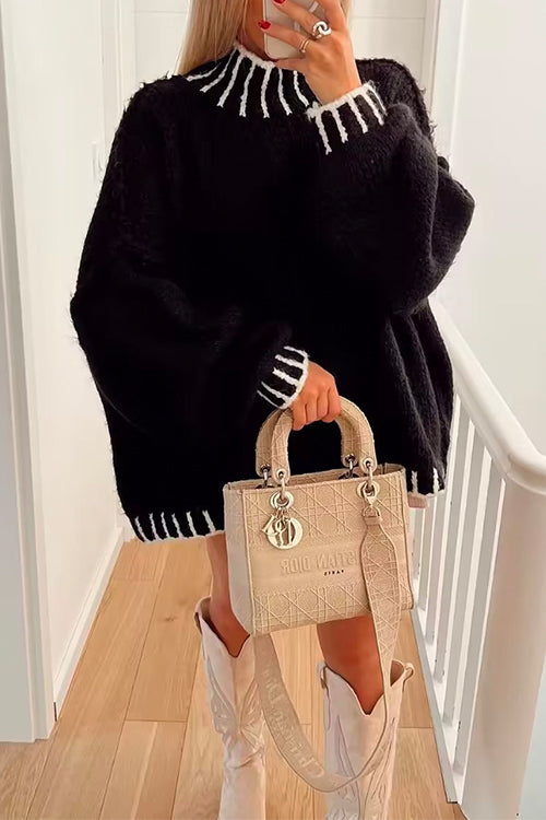 Stilla | Cozy Rullehals Sweater med Farveblokmønster
