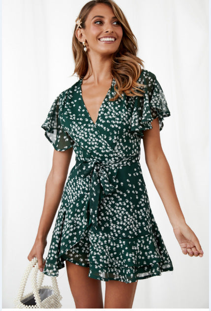 Kvinders Wrap Jumpsuit med Flæse Detaljer og Elegant Talje Stilla