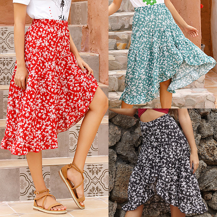 Dame High-Low Blomstermønster Sommernederdel Stilla