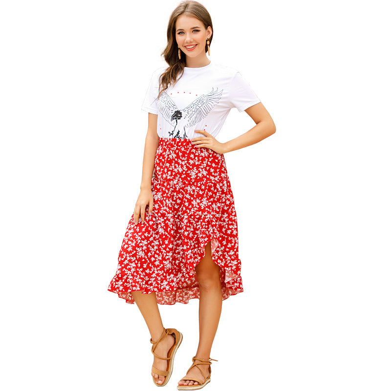 Dame High-Low Blomstermønster Sommernederdel Stilla