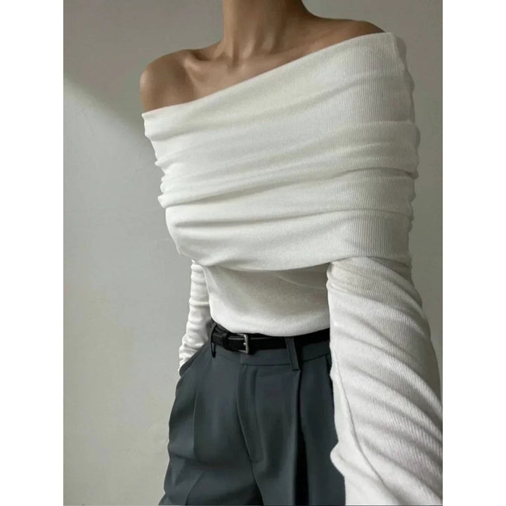 Stilla | Off Shoulder Draperet Langærmet Top
