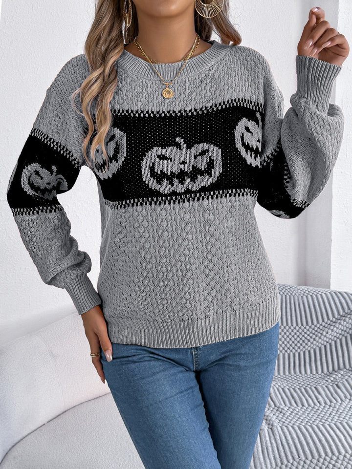 Stilla | Rundhalset Pullover Med Lange Ærmer Græskar