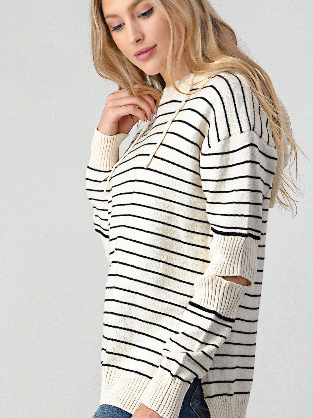 Stilla | Skinnende Stribet Pullover Med Uddrag