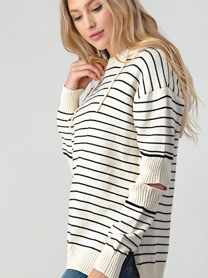 Stilla | Skinnende Stribet Pullover Med Uddrag