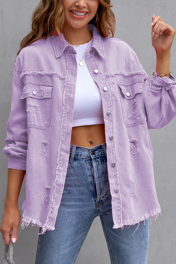 Stilla | Thinking Out Loud Lommer Frayed Denim Shacket