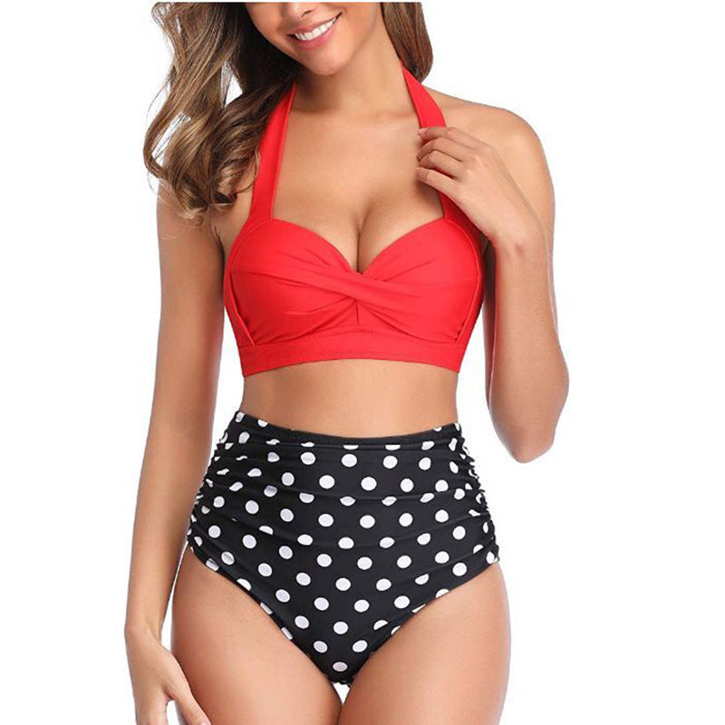 Dame bikini-sæt med taljeret nederdel og elegant plissé Stilla