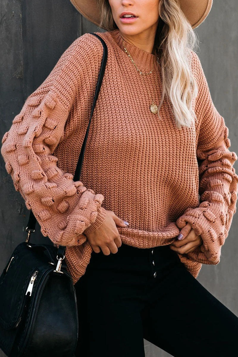 Stilla | Pullover med rund halsudskæring i ensfarvet patchwork fashion street
