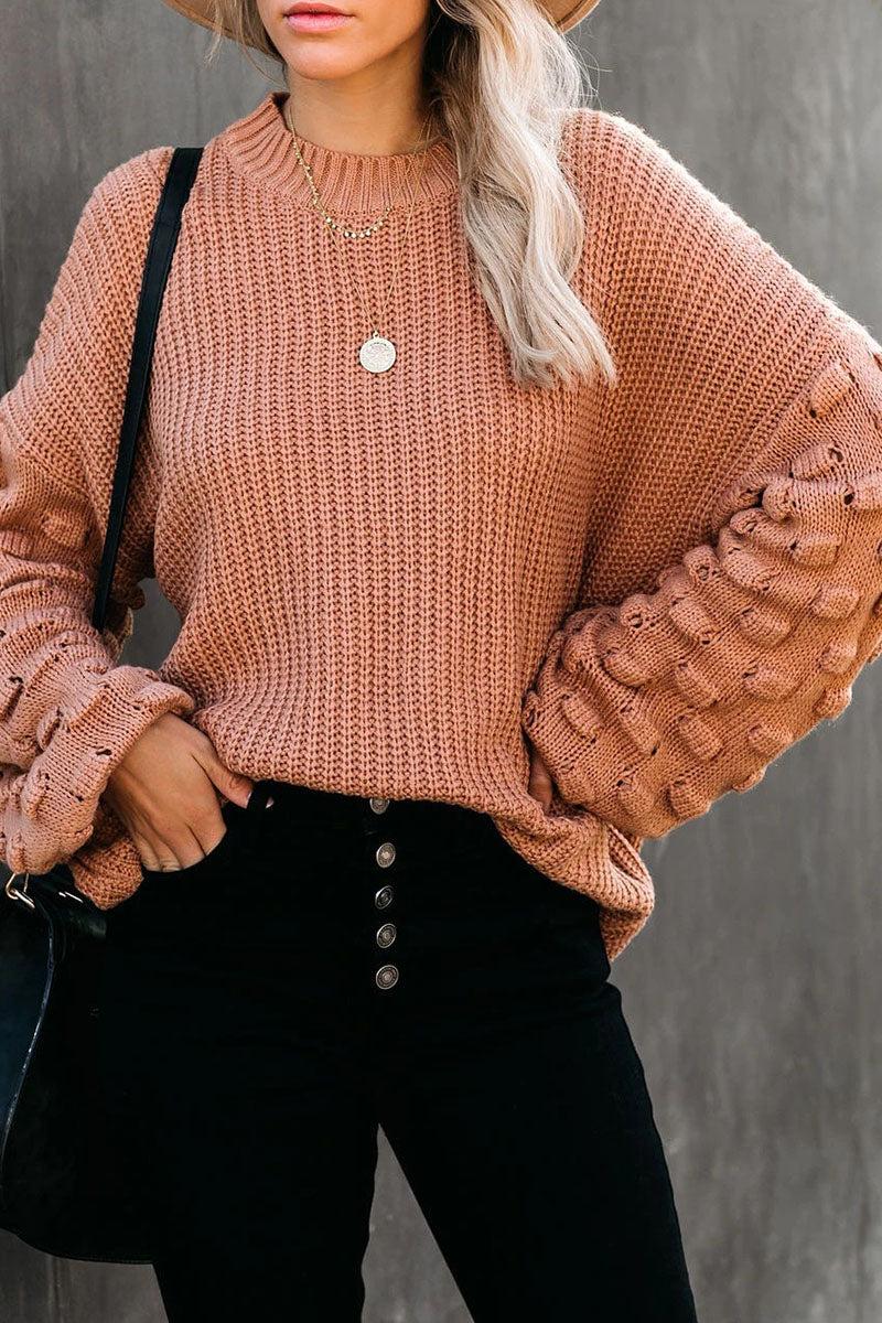 Stilla | Pullover med rund halsudskæring i ensfarvet patchwork fashion street