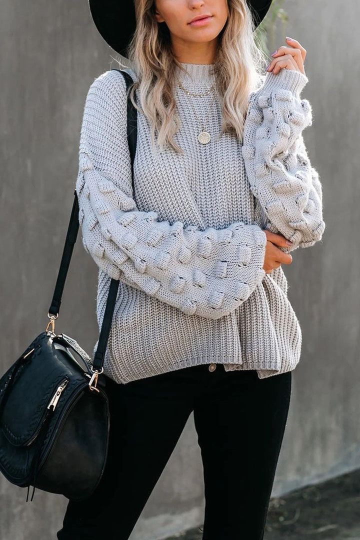 Stilla | Pullover med rund halsudskæring i ensfarvet patchwork fashion street