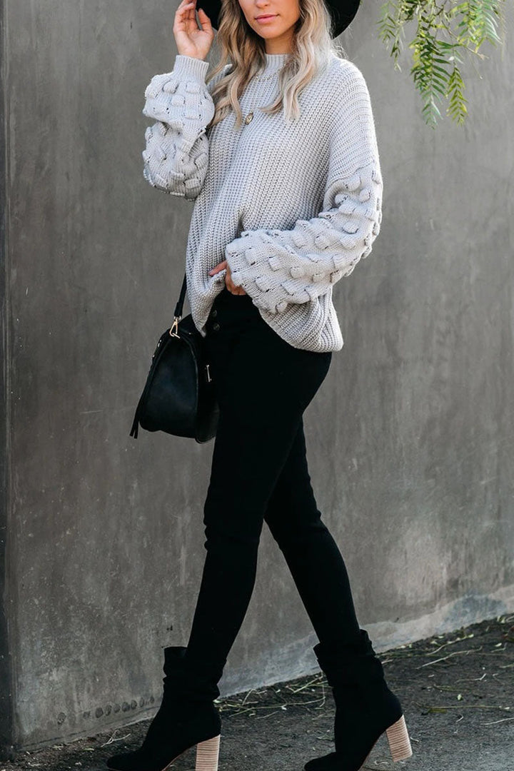 Stilla | Pullover med rund halsudskæring i ensfarvet patchwork fashion street
