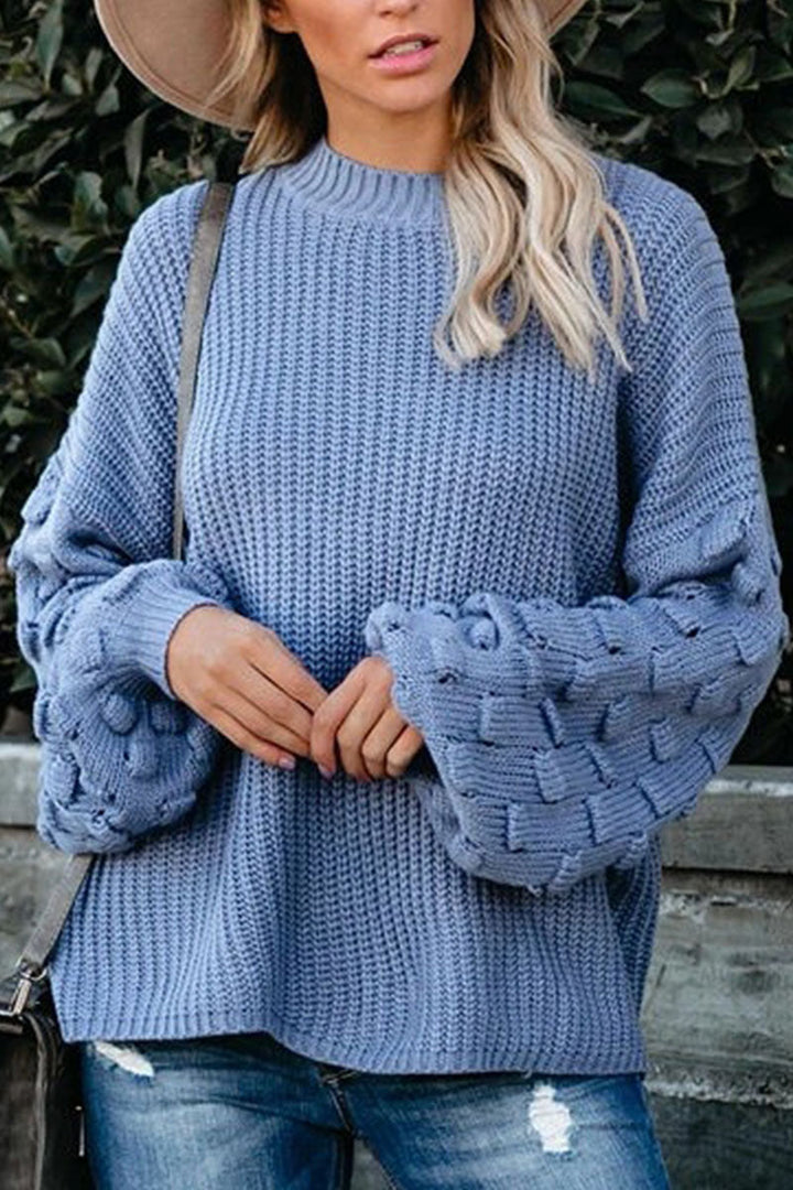 Stilla | Pullover med rund halsudskæring i ensfarvet patchwork fashion street