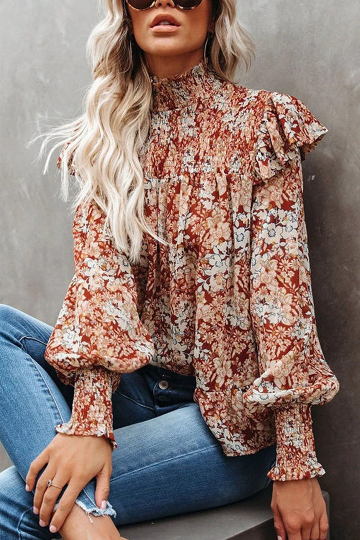 Stilla | Mode Street Print Patchwork Turtleneck Bluser