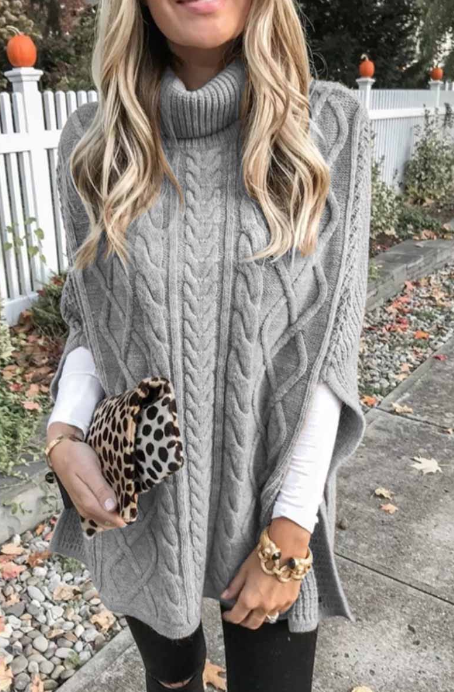 Stilla | Fashionable Enfarvet Fritidstrøje, Turtleneck Sweater