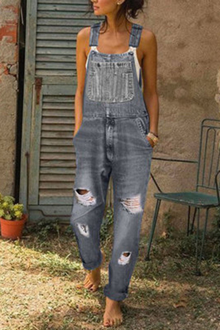 Stilla | Mode Afslappet Solid Revnet Løs Denim