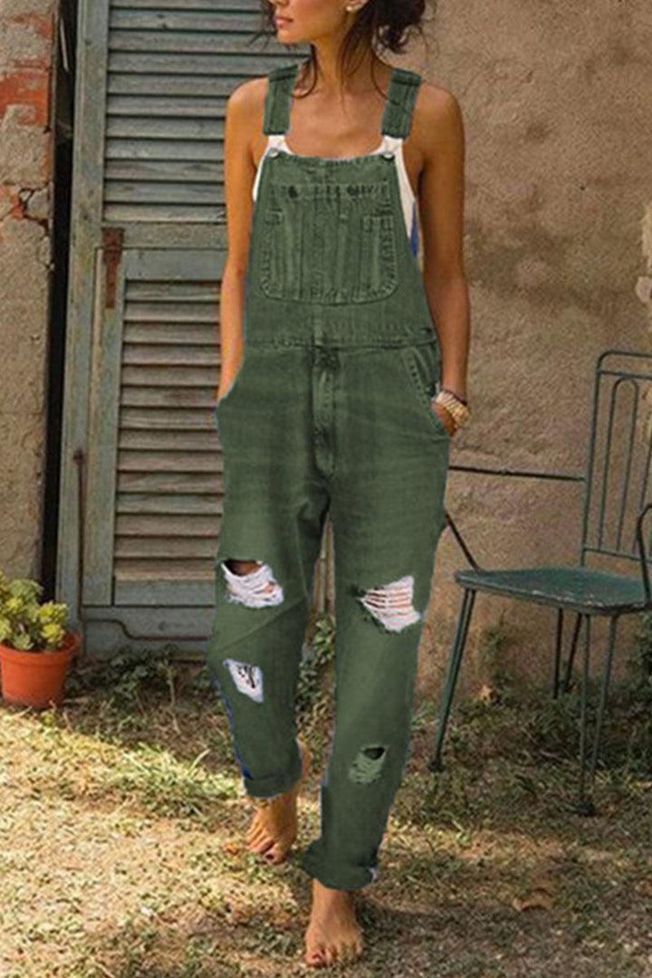 Stilla | Mode Afslappet Solid Revnet Løs Denim