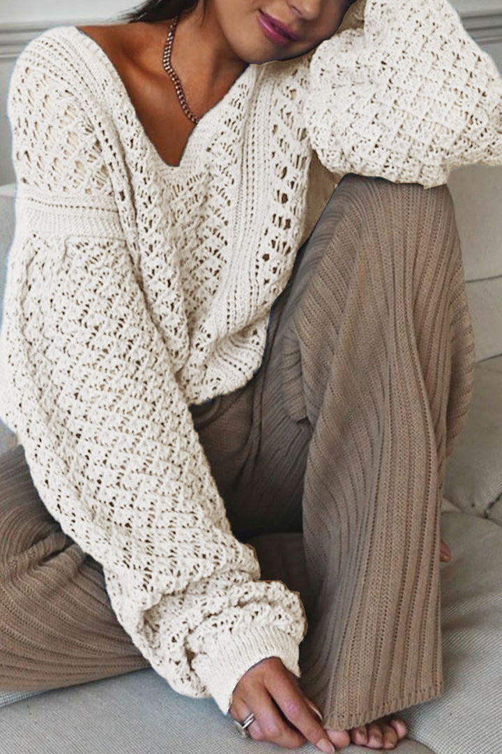 Stilla | Pullover Med V-udskæring Ensfarvet Mode Gade
