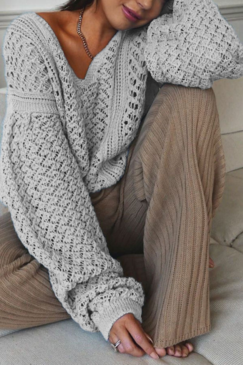 Stilla | Pullover Med V-udskæring Ensfarvet Mode Gade