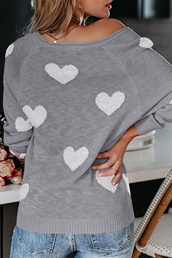 Stilla | Basic Løs Trykt Sweater Med V-udskæring og Mellem Talje