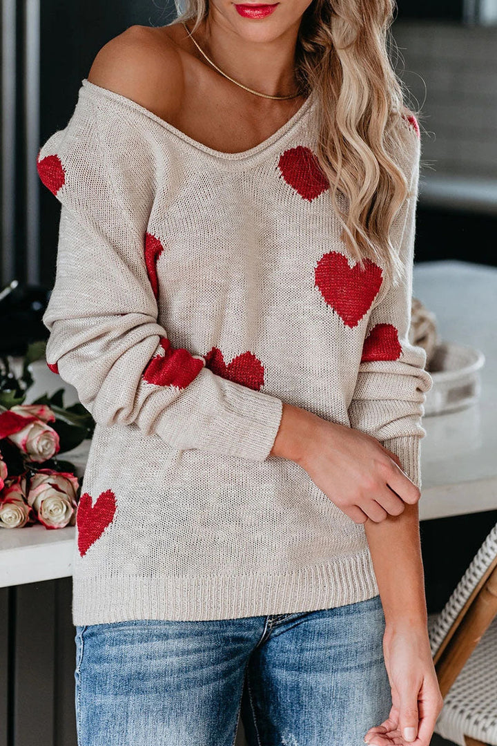 Stilla | Basic Løs Trykt Sweater Med V-udskæring og Mellem Talje