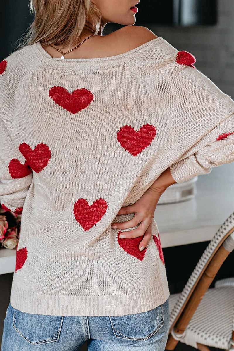Stilla | Basic Løs Trykt Sweater Med V-udskæring og Mellem Talje