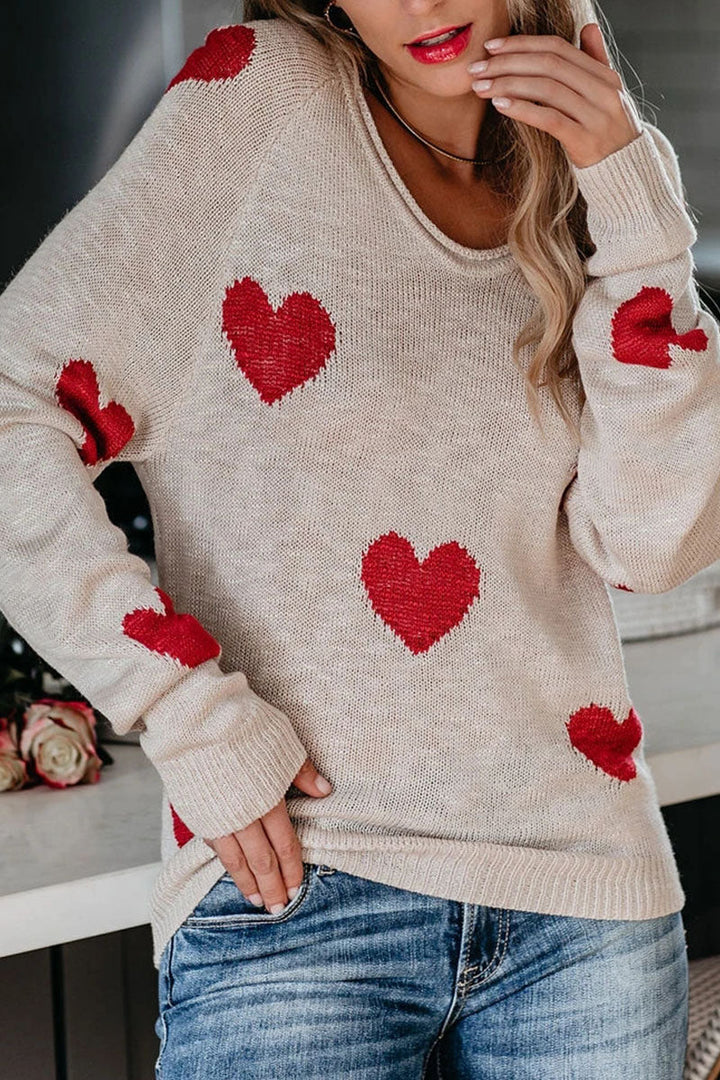 Stilla | Basic Løs Trykt Sweater Med V-udskæring og Mellem Talje