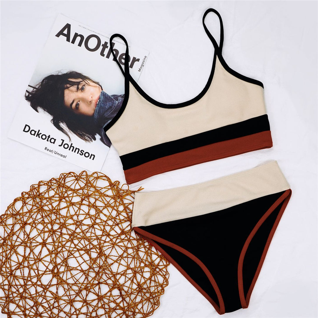 Dame bikinisæt med høj talje og sporty cropped top Stilla