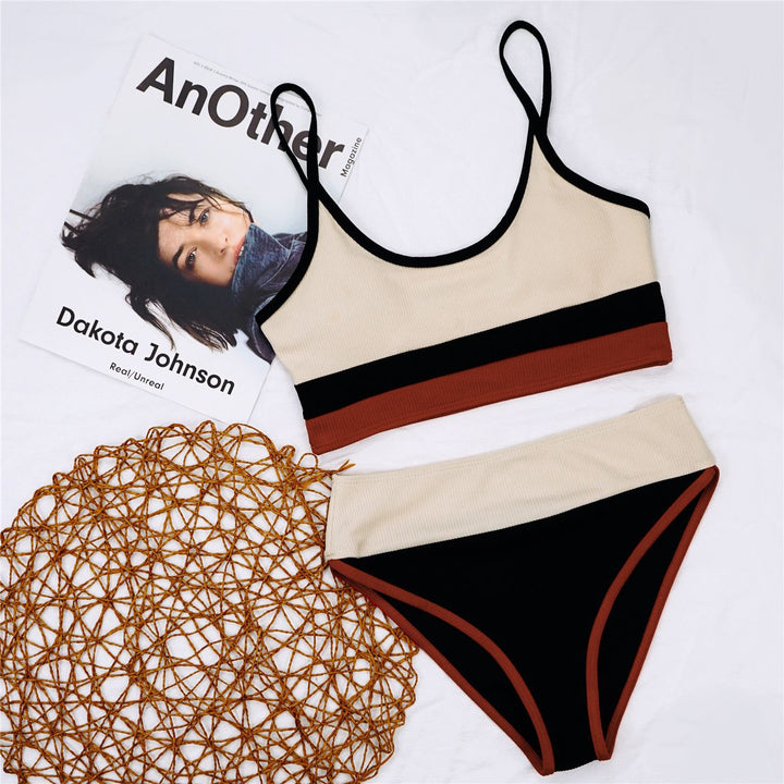Dame bikinisæt med høj talje og sporty cropped top Stilla