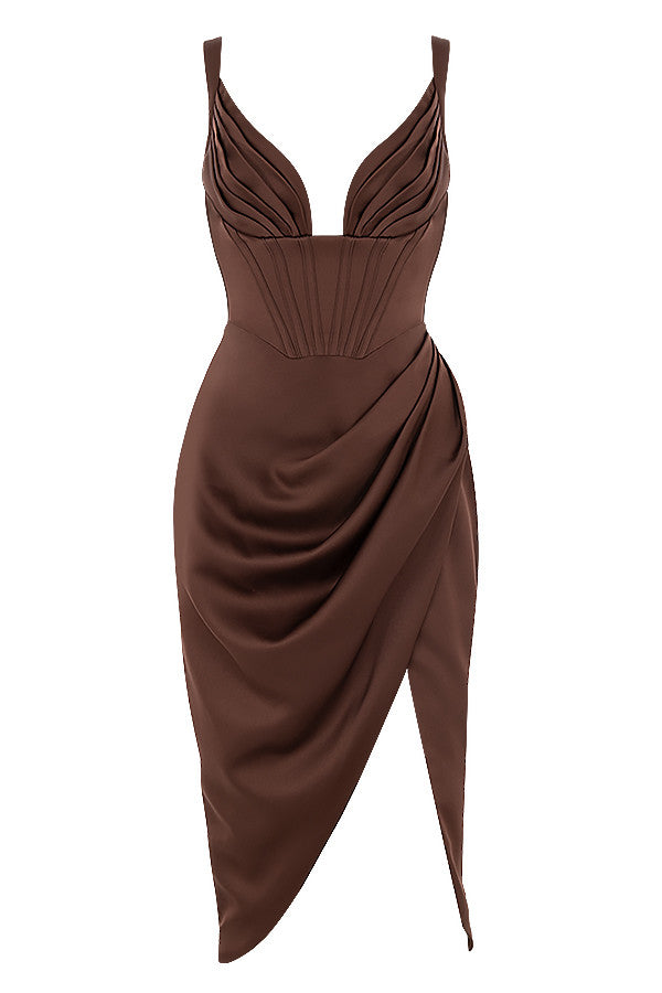 Stilla | Satin Plisseret Midikjole