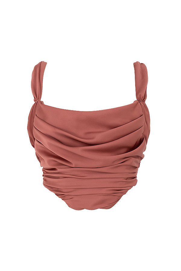 Stilla | Rose Satin Draperet Korset Med Draperet Halsudskæring