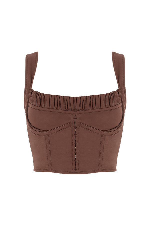 Stilla | Chokolade Rynket Korset Top