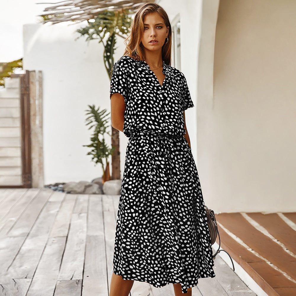 Stilla | Kvinders Chiffon Prikker Print Kjole