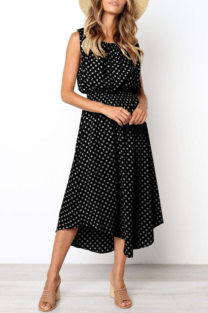 Stilla | Fashion Street Dot Split Joint O-hals Uregelmæssige Kjoler