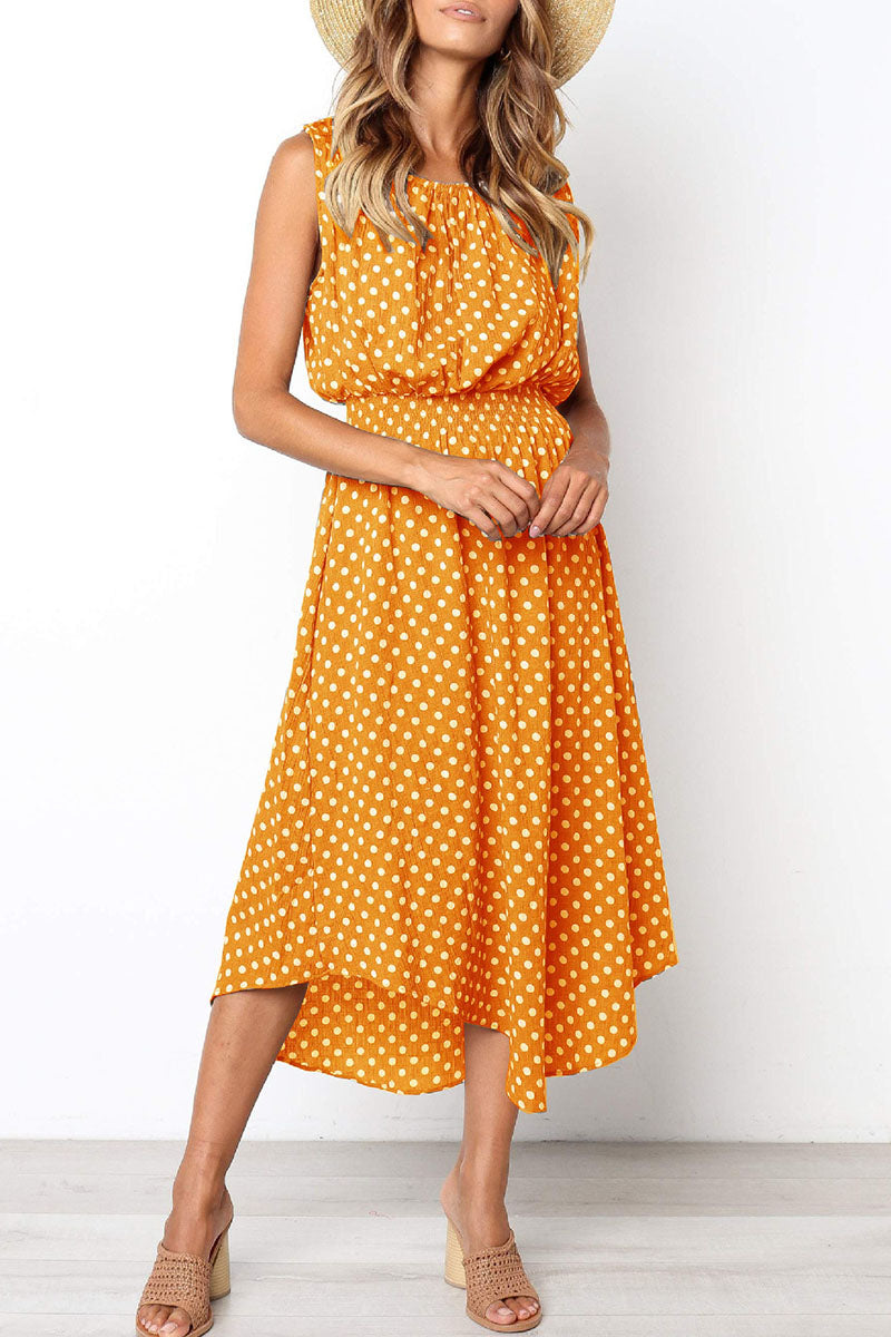 Stilla | Fashion Street Dot Split Joint O-hals Uregelmæssige Kjoler