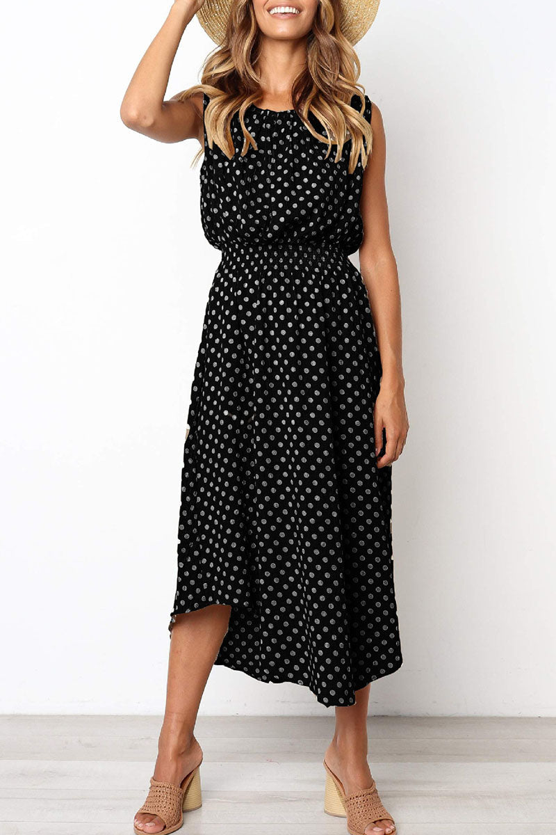 Stilla | Fashion Street Dot Split Joint O-hals Uregelmæssige Kjoler