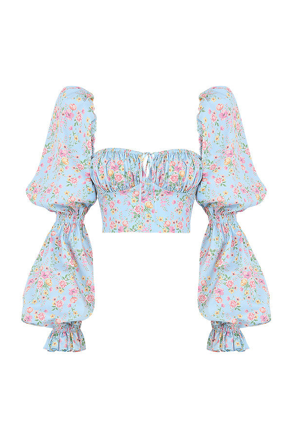 Stilla | Cropped Korsettop Med Blomster