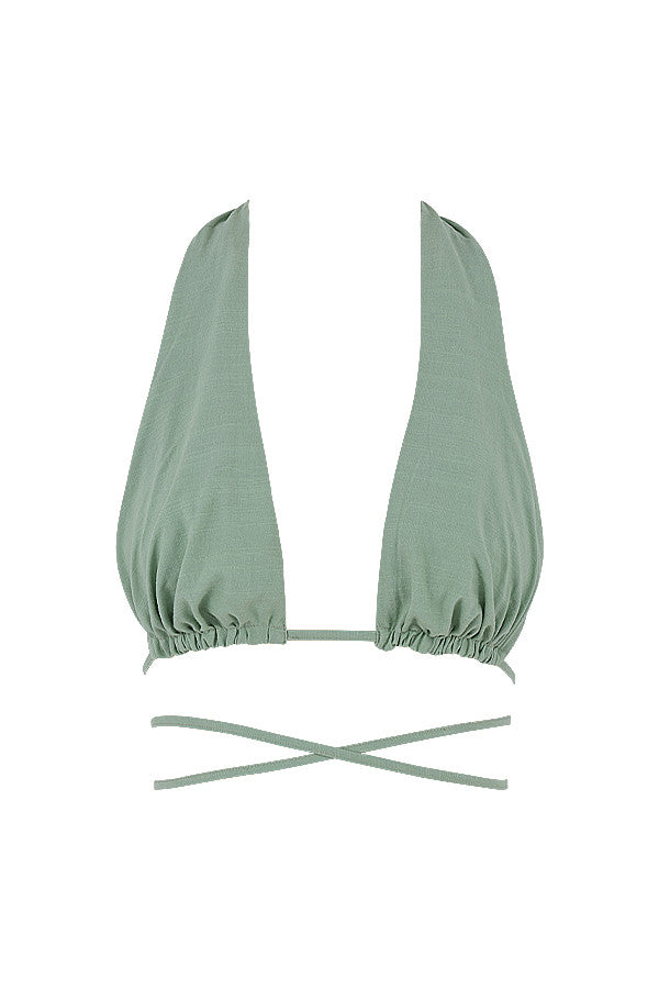 Stilla | Sage Farvet Bustier Top Med Halterneck Og Maxi Nederdel Med Snøre