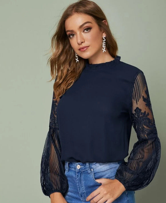 Stilla | Bluse Damer Transparent og Elegant Af Blonder