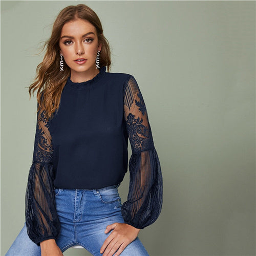 Stilla | Bluse Damer Transparent og Elegant Af Blonder